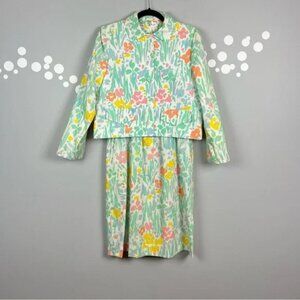 Jamison Boutique Vintage Floral Dress & Jacket Set Size 8